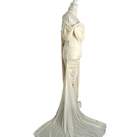 Deme by Gabriella Marianna Dress in Off White Small New Womens Scarf Mini - Picture 7 of 15